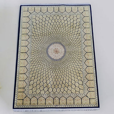 Persia/Iran - Oriental rug in beige and blue natural silk, Karimi.