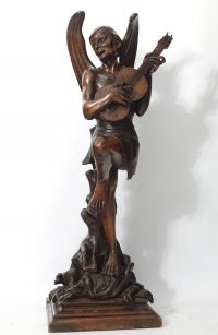 ‘Mephistopheles’ Imposing walnut sculpture, 19th century Italian work.