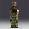 Sampson Mordan & Co (1840 - 1850) - Victorian green and gold glass perfume bottle with silver stopper.